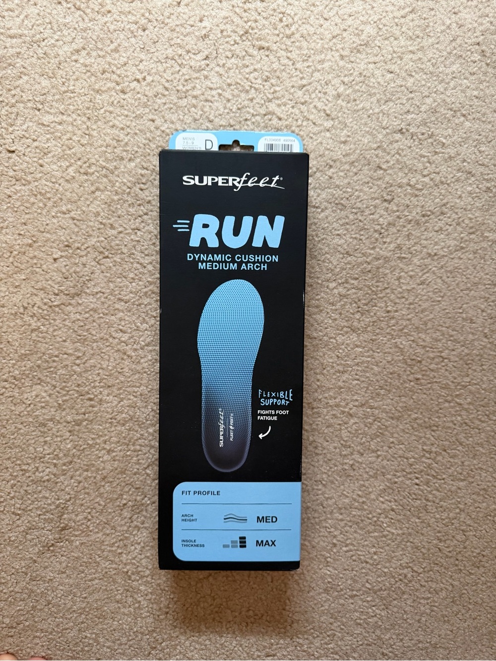 Superfeet RUN Dynamic Cushion Insoles in Light Blue & Black